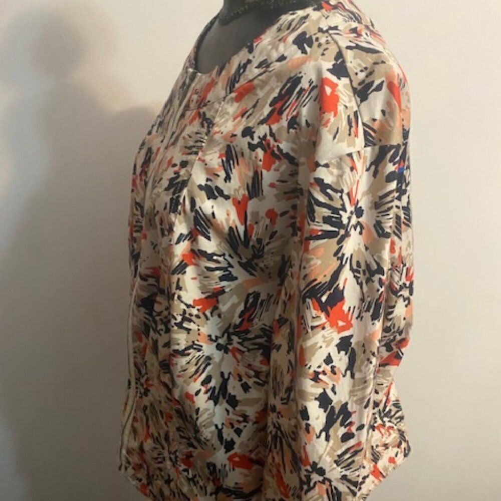 Ruby Rd. Multi-Color Abstract Design Zip Front 3/… - image 2